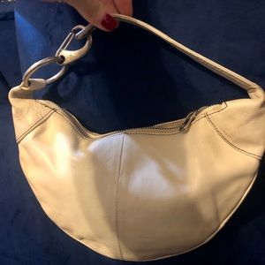 White Leather A/X Armani Exchange Half Moon Bag